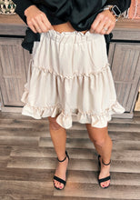 Load image into Gallery viewer, Beige Ruffle Mini Skirt
