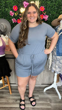 Load image into Gallery viewer, Curvy Cement Grey Shorts Romper

