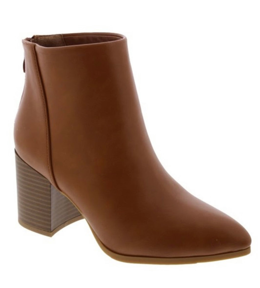 Tan Ankle Boots with Zipper