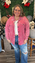 Load image into Gallery viewer, Curvy Pink Acid Wash Shacket
