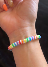 Load image into Gallery viewer, Rainbow Smiley Clay Bead Bracelet

