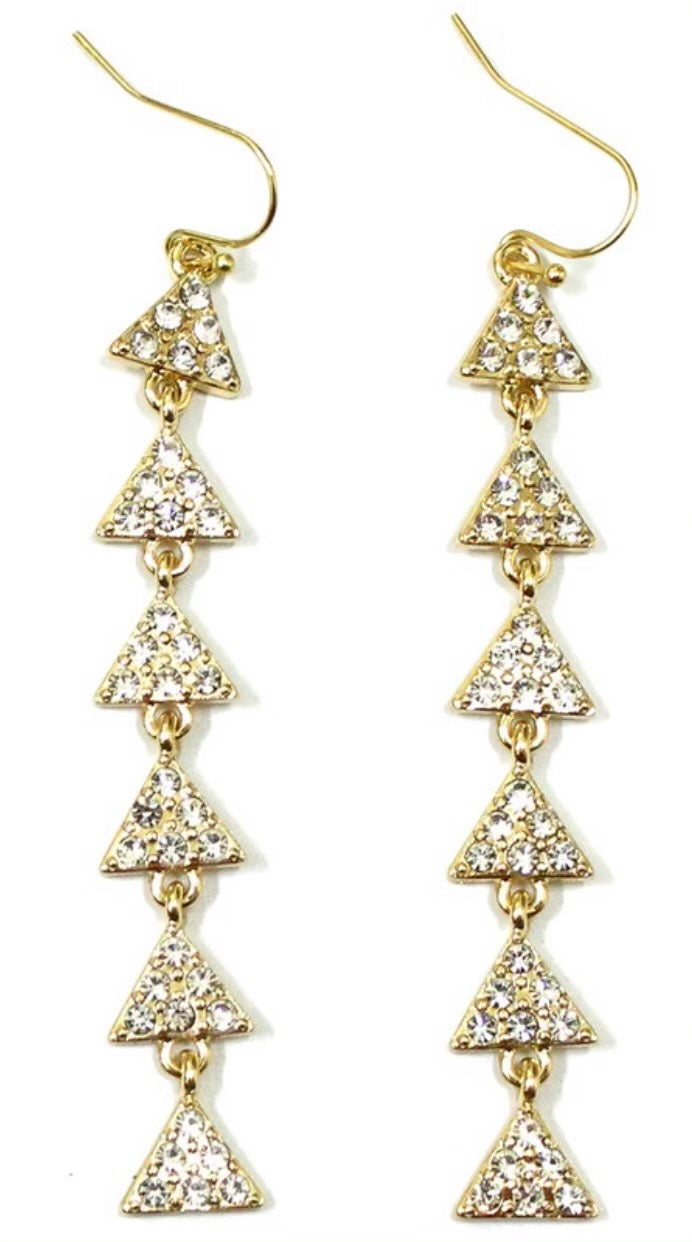 Gold Linked Triangle Drop Earrings