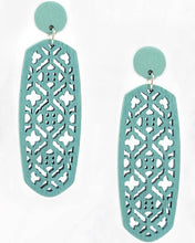 Load image into Gallery viewer, Long Wood Cutout Earrings

