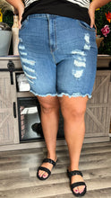 Load image into Gallery viewer, Curvy Distressed Medium Wash Bermuda Shorts
