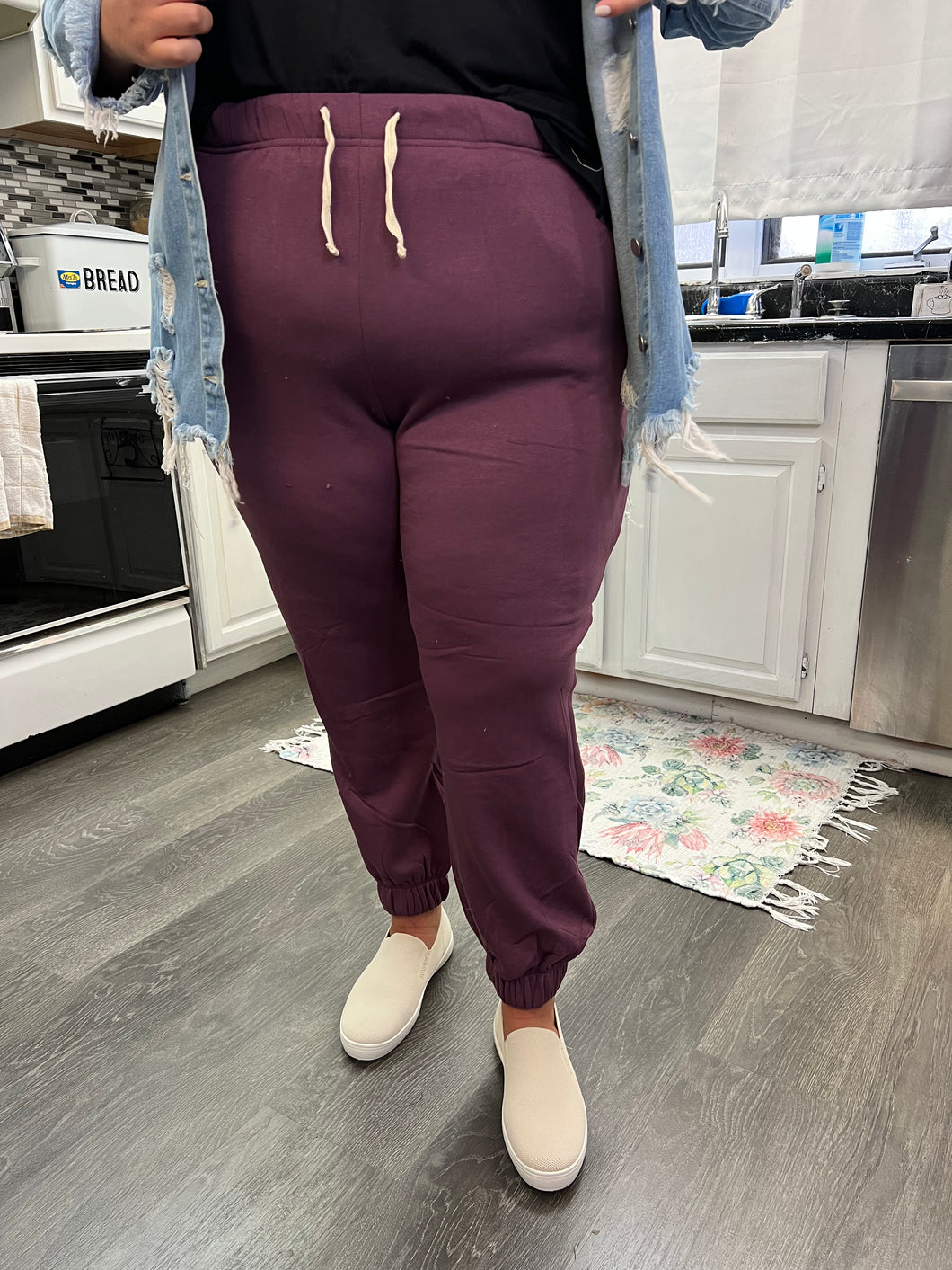Curvy Eggplant Fleece lined Joggers