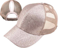 Load image into Gallery viewer, Glitter Crisscross Ponytail Ball Hats

