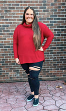 Load image into Gallery viewer, Red Thermal Cowlneck Sweater
