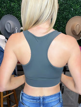 Load image into Gallery viewer, Charcoal Racerback Sport Bra

