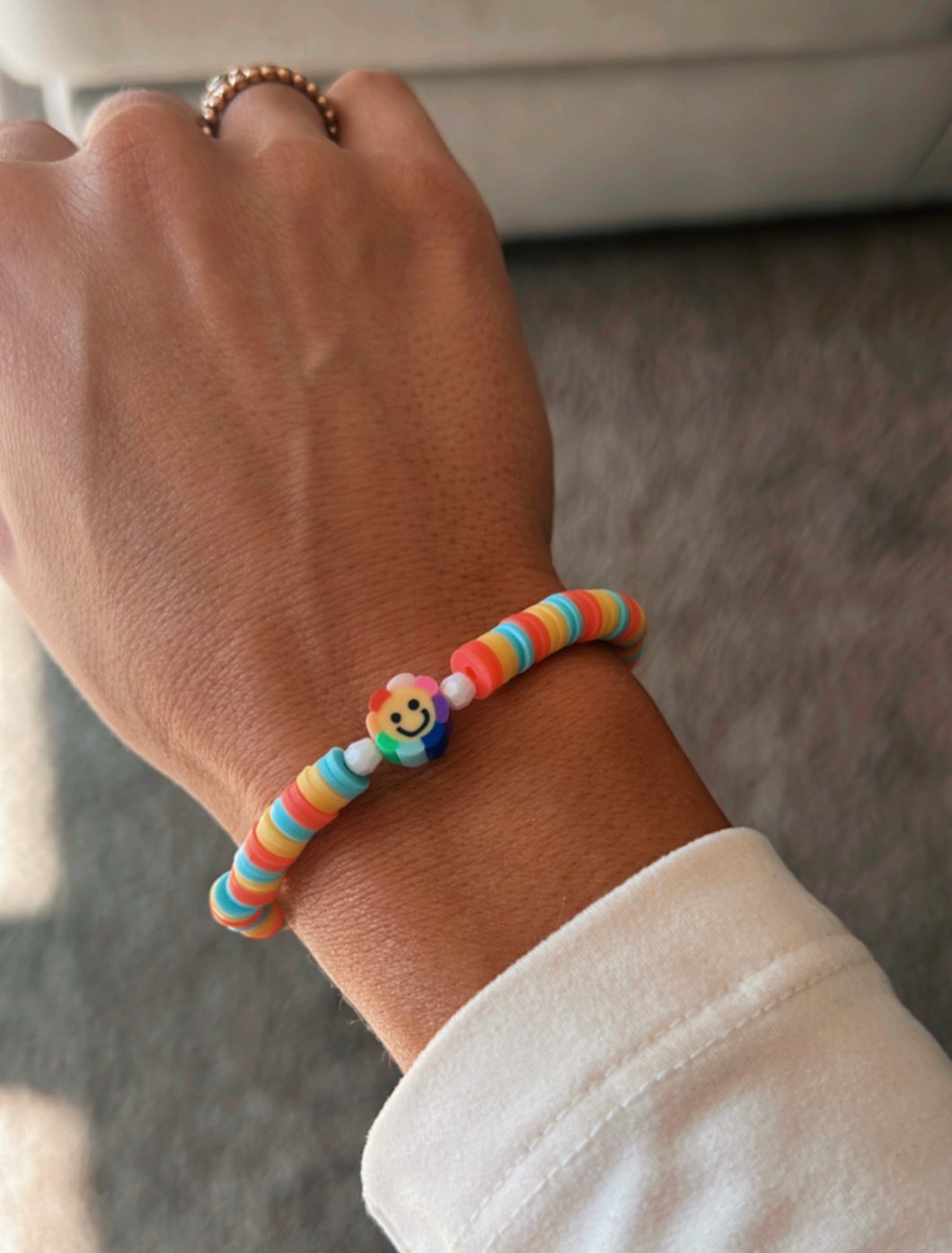 Pastel Smily Clay Bead Bracelet