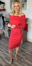 Load image into Gallery viewer, Red off the shoulder dress
