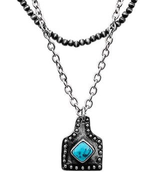 Layered Cattle Tag Necklace