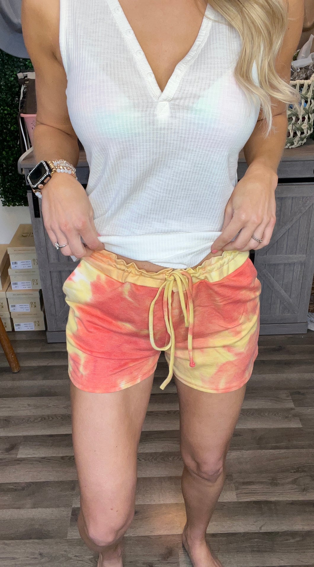 Coral Tie-dye Lounge Shorts