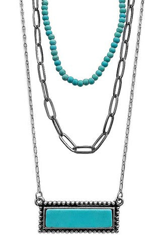 Layered Turquoise Bar Necklace