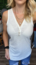 Load image into Gallery viewer, Ivory Button V-Neck Tank
