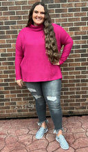 Load image into Gallery viewer, Magenta Thermal Cowlneck Sweater
